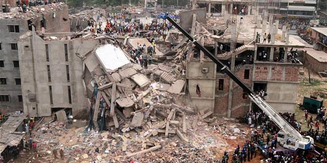 The Rana Plaza factory collapse on April 24, 2013 was the worst garment disaster in history, leaving 1,131 dead and many hundreds with devastating injuries. Photo: Star