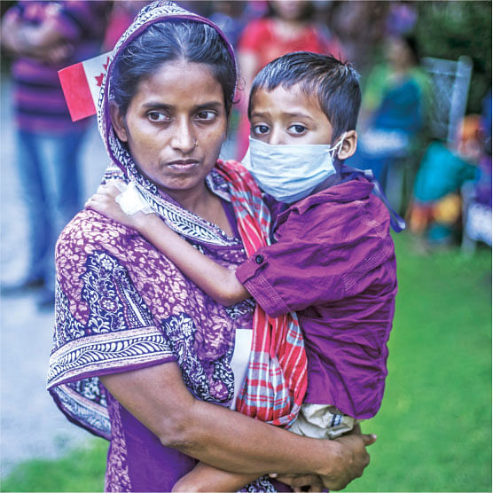 Four-year-old Sabbir  from Barisal has blood cancer. He has recently started treatment. Photo: Arif Hafiz
