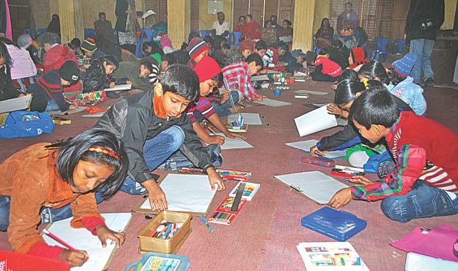 Children at the painting competition.  Photo: STAR