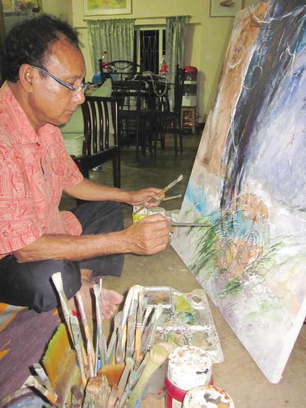 Artist Bimanesh Chandra Biswas is a former student of SM Sultan. Photos: Andrew Eagle