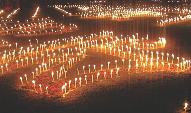 The candle-lit observance of February 21 in Narail. Photo: Star 