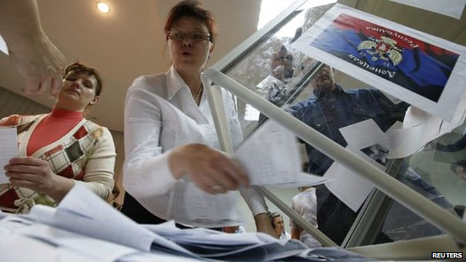 Organisers in Donetsk announced the results just hours after the voting ended