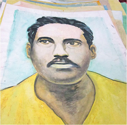 Jibanananda Das has inspired many. This  is a portrait of Das by village artist Narayan  Chandra Biswas of Itna village, Narail.  Biswas was a friend and one time student  of SM Sultan.