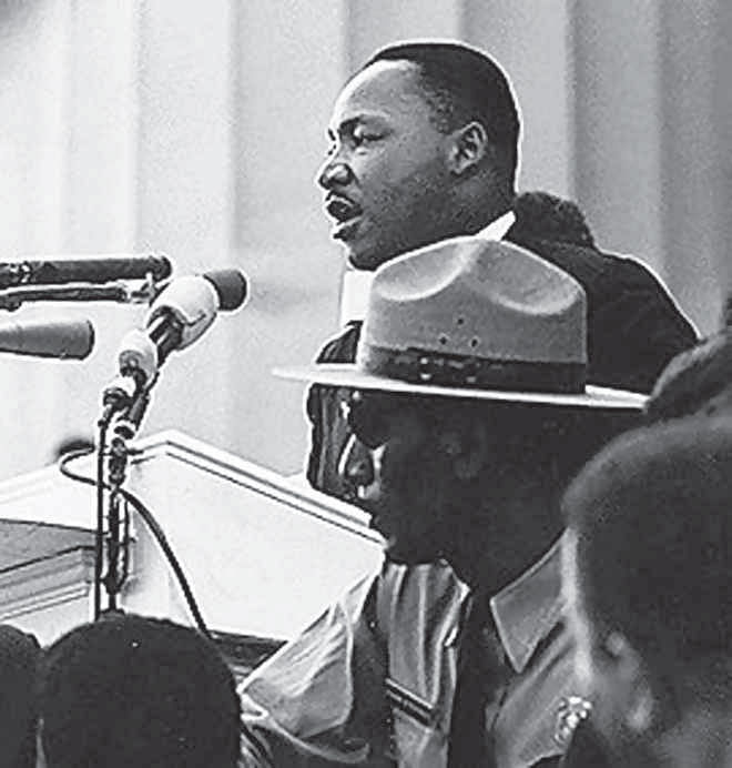 King, most famous for his "I Have a Dream" speech,  during  the 1963 March on Washington for Jobs and Freedom. Photo Courtesy: wikipedia