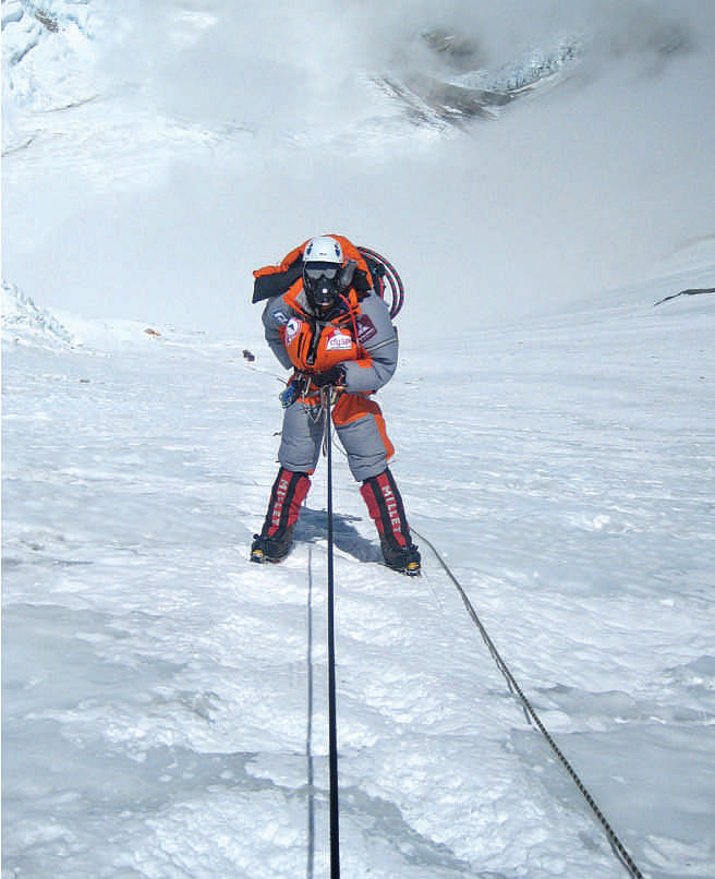 Descending the dangerous slopes of Lhotse  face post successful summit of Everest. Photo: Ngima Grimen Sherpa 