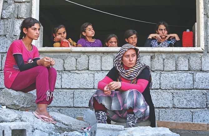A displaced Yazidi family.