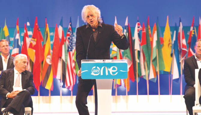 The opening ceremony ended with a speech by rock star legend Sir Bob Geldof's, in which he said, 
