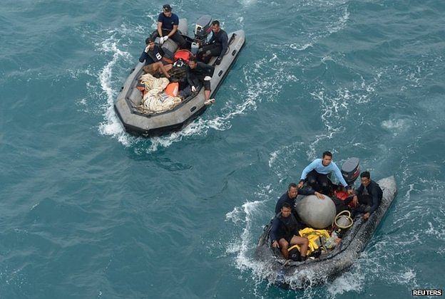 An attempt to pull the tail out of the Java Sea was unsuccessful on Thursday because of strong currents. Photo: Reuters 
