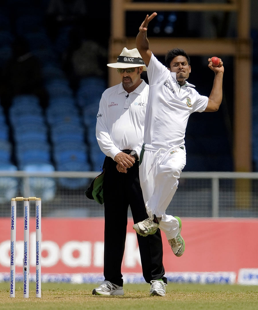 Taijul Islam became the sixth Bangladesh bowler to take a five-for on debut, West Indies v Bangladesh, 1st Test, St Vincent, 3rd day, September 7, 2014. Photo: WICB Media/Brooks LaTouche Photography Ltd