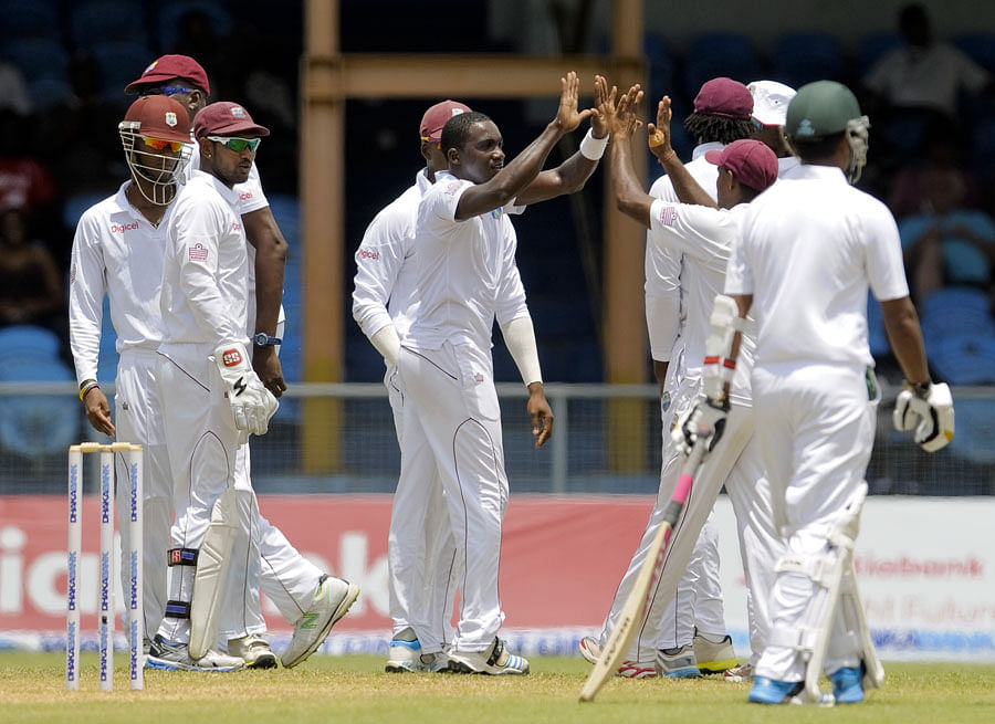 Jerome Taylor removed Imrul Kayes early, West Indies v Bangladesh, 1st Test, St Vincent, 3rd day, September 7, 2014. Photo: WICB Media/Brooks LaTouche Photography Ltd