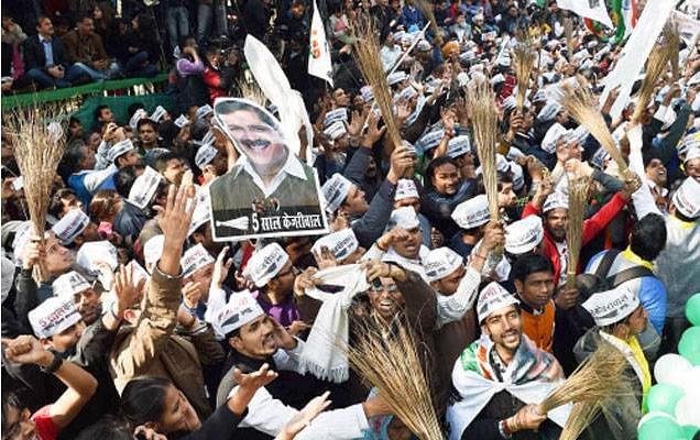 AAP supporter celebrate party's victory in Delhi. Photo: The Times of India