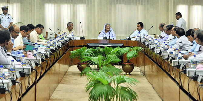In the May 21 photo, Prime Minister Sheikh Hasina speaks at a meeting of the Executive Committee of the National Economic Council at capital's NSC auditorium. Photo: BSS