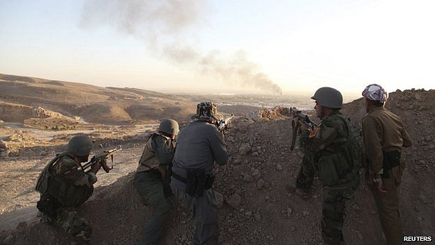 Kurdish forces, known as Peshmerga, are struggling to stop the advance of IS fighters