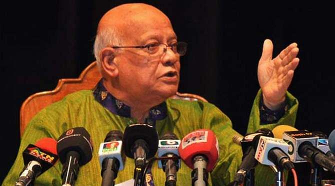 This undated file photo shows Finance Minister AMA Muhith addressing a programme in Dhaka. 