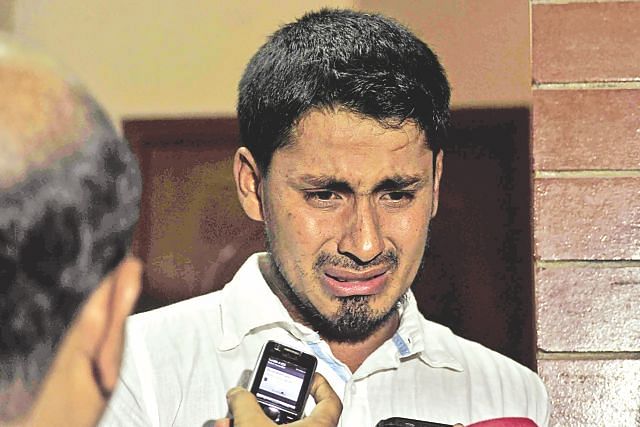 Ashraful breaks down in tears while talking to journalists at his Banashree residence yesterday. Photo: Firoz Ahmed