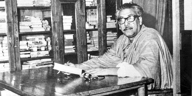In the world of books: Bangabandhu in his study at home. Photo: File