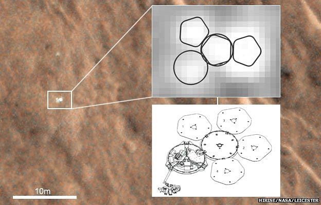 Image analysts are confident that the features seen are those of Beagle2. Photo taken from BBC