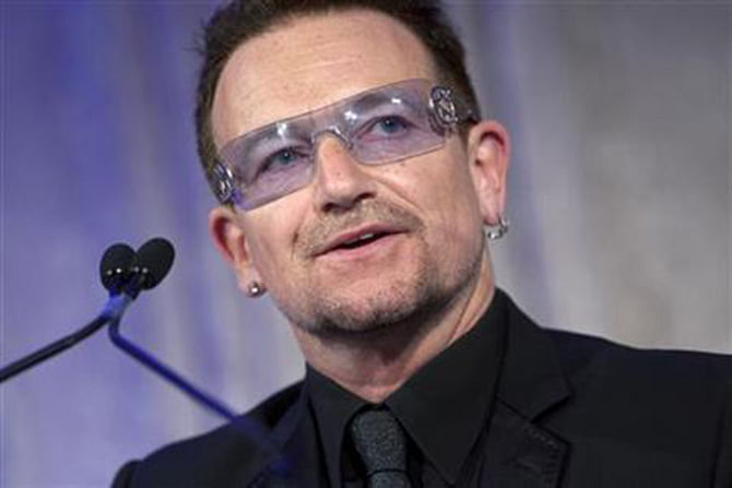 U2 frontman Bono wearing his trademark sunglasses. Photo: Reuters 