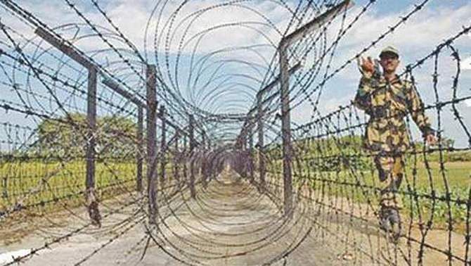 This file photo shows a BSF man patrolling the border area