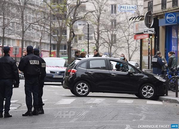 The car used by armed gunmen who stormed the Paris offices of satirical newspaper Charlie Hebdo. Photo: AFP