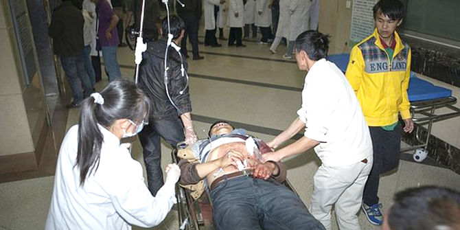 Hospitals in Kunming were inundated with the wounded. Photo: Reuters