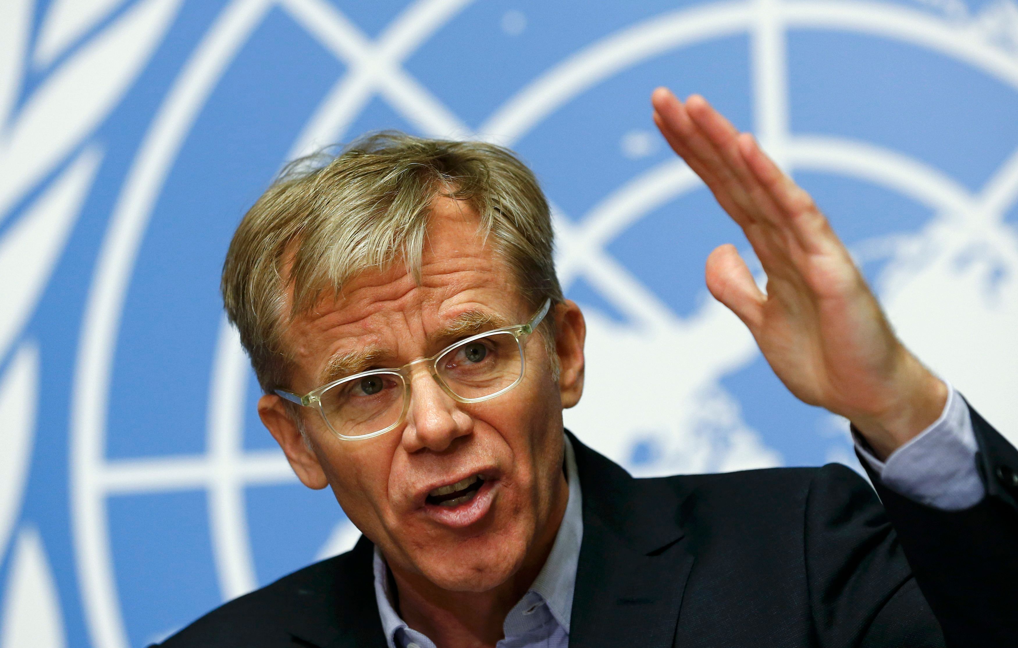 World Health Organization (WHO) Assistant Director General Bruce Aylward gestures during a news conference on the WHO response and challenges to control the Ebola outbreak at the United Nations in Geneva December 1, 2014. Photo: Reuters