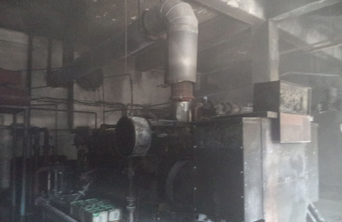 The photo shows machineries damaged in a fire that breaks out at spinning mill in Gazipur on Sunday. Photo: Star
