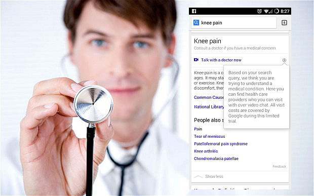 Google is trialling offering direct access to doctors via search. Photo taken from The Telegraph.