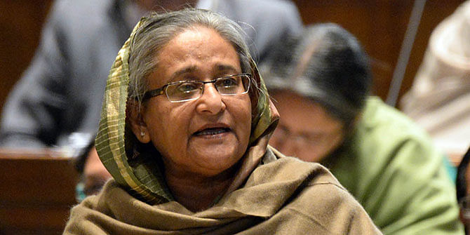 Prime Minister Sheikh Hasina speaks at the parliament today. Photo: PID
