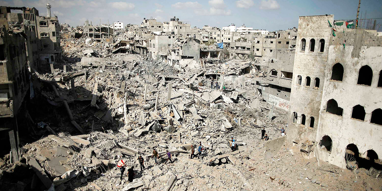 A general view of destruction in the Shejaia neighbourhood, which witnesses said was heavily hit by Israeli shelling and air strikes during an Israeli offensive, is seen in Gaza City. Photo: Reuters