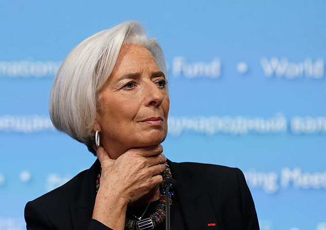 This Reuters photo taken on April 10, 2014 shows International Monetary Fund (IMF) Managing Director Christine Lagarde holding a news conference in Washington.