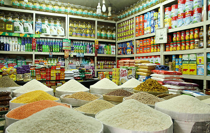 A grocer’s at Shantinagar Bazar in the capital.