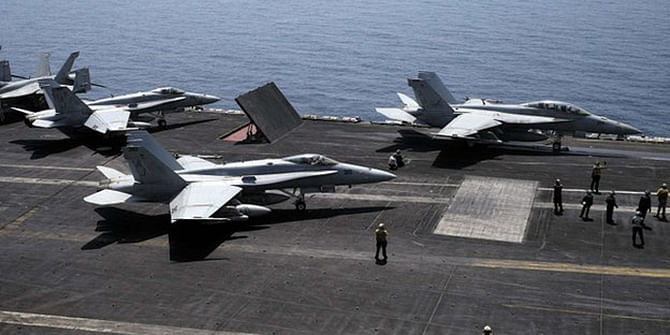 The US has used an aircraft carrier in the Gulf to launch some strikes on IS 