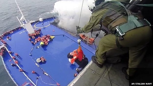 Rescuers have been using airlifts to get people to safety. Photo: AP/ Italian Navy
