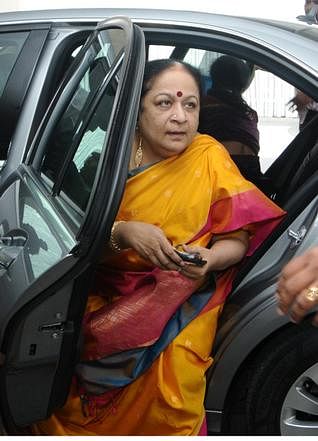 Fomer Union Minister Jayanthi Natarajan arrives to address a press conference, where she announced her resignation from the Congress, in Chennai on Friday. Photo: The Hindu