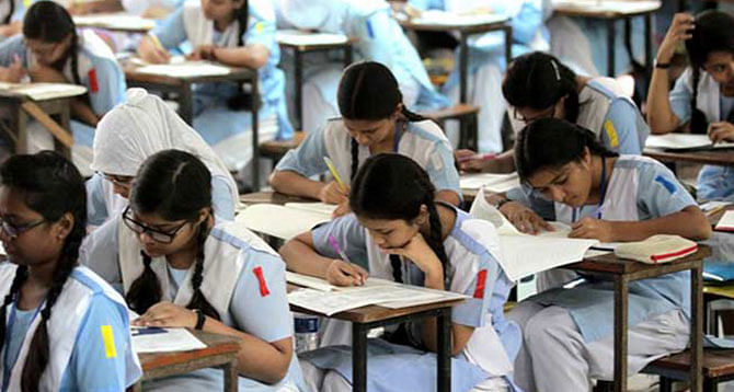 Star file photo of Viqarunnisa Noon School and College students taking JSC tests in 2013