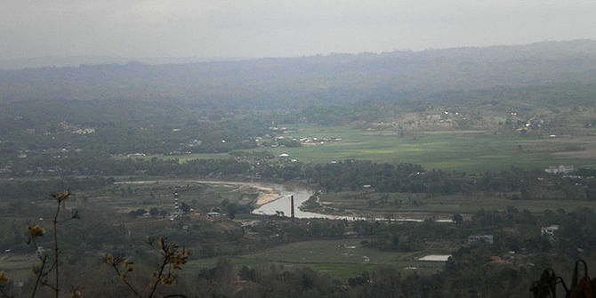 An aerial view of a river in Khagrachhari. Photo taken from a Facebook group called Amara khagrachhari bassi