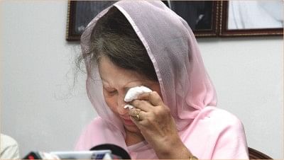 In the Star file photo Khaleda Zia breaks down at her Gulshan office during a press briefing in 2010.