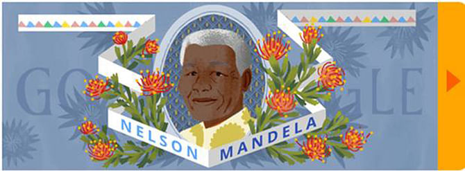 Nelson Mandela given illustration on Google's homepage to mark 96 years since his birth.