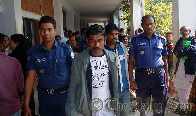 Driver Dipu Miah and helper Kashem Ali are taken to a Manikganj court, which sentenced them to life term imprisonment in a rape case Thursday. Photo: STAR