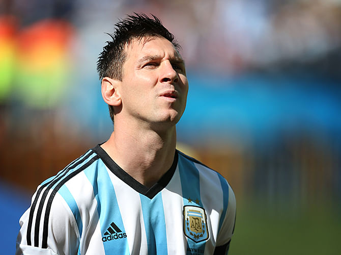 Lionel Messi looks on during the 2014 FIFA World Cup Brazil Round of 16 match between Argentina and Switzerland at The Arena de Sao Paulo on July 01, 2014 in Sao Paulo, Brazil. Photo: Getty Images