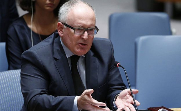 Four days after the disaster, Mr Timmermans gave an emotive address to the UN Security Council. Photo: Reuters