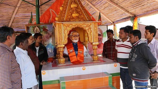 An idol of Narendra Modi had already been installed at the temple. Photo taken from BBC.