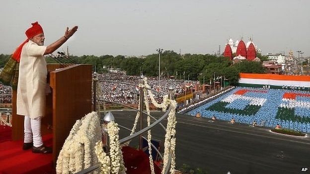 India is marking its first Independence Day with Narendra Modi as its leader. Photo taken from BBC