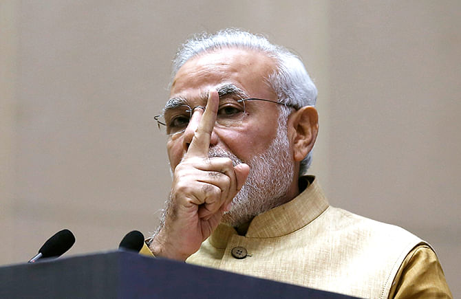 India's Prime Minister Narendra Modi gestures as he speaks during the launch of 'Make in India' campaign in New Delhi September 25, 2014. Photo: Reuters