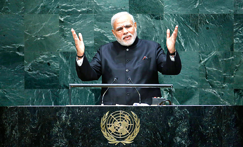 India's Prime Minister Narendra Modi addresses the 69th United Nations General Assembly at the UN headquarters in New York September 27, 2014. Photo: Reuters