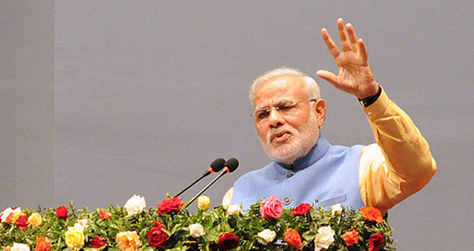 In this August 3, 2014 file photo, India's Prime Minister Narendra Modi gestures while addressing the parliament in Kathmandu. Photo: Reuters  