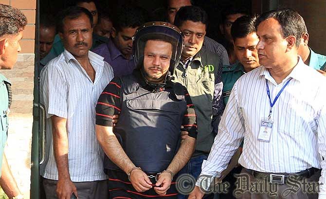 Criminal Investigation Department of police  produce Nazmul Maksud Murad to the press today at capital's CID Headquarters. Photo: Palash Khan