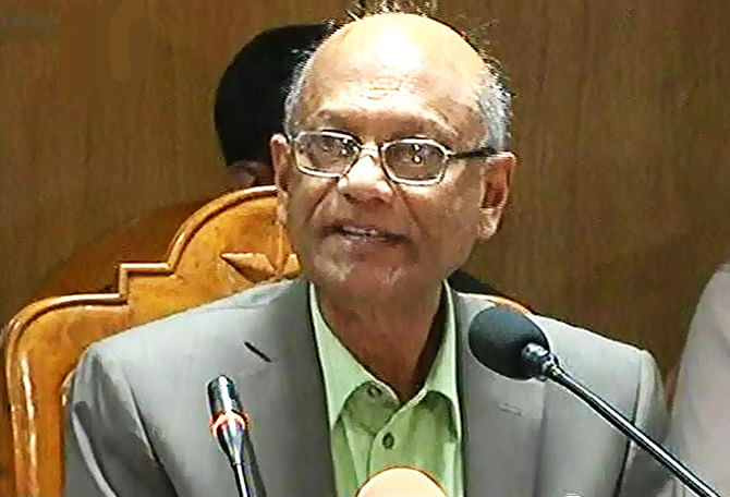 Education Minister Nurul Islam Nahid addressing at a press conference at his ministry Tuesday afternoon. Photo: TV grab