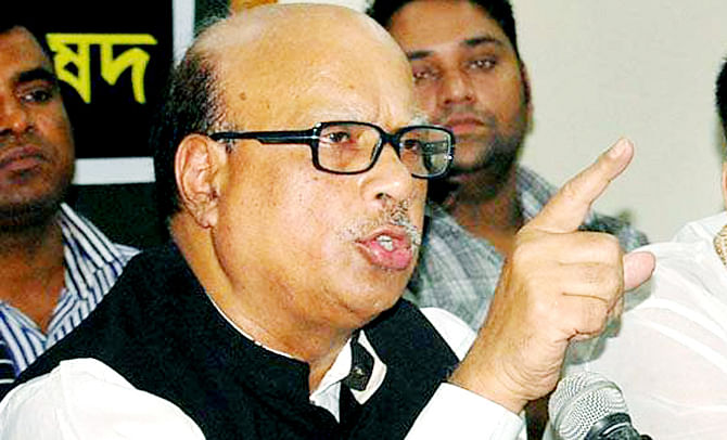 This Star file photo shows Health Minister Mohammad Nasim addressing a programme at Dhaka Reporters Unity in the capital on November 4, 2012.  